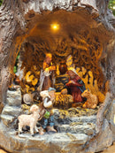 PRESÉPIO NA PEDRA COM LUZ CENÁRIO VILA NATALINA
